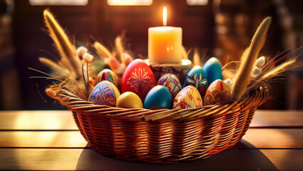 easter eggs and candles