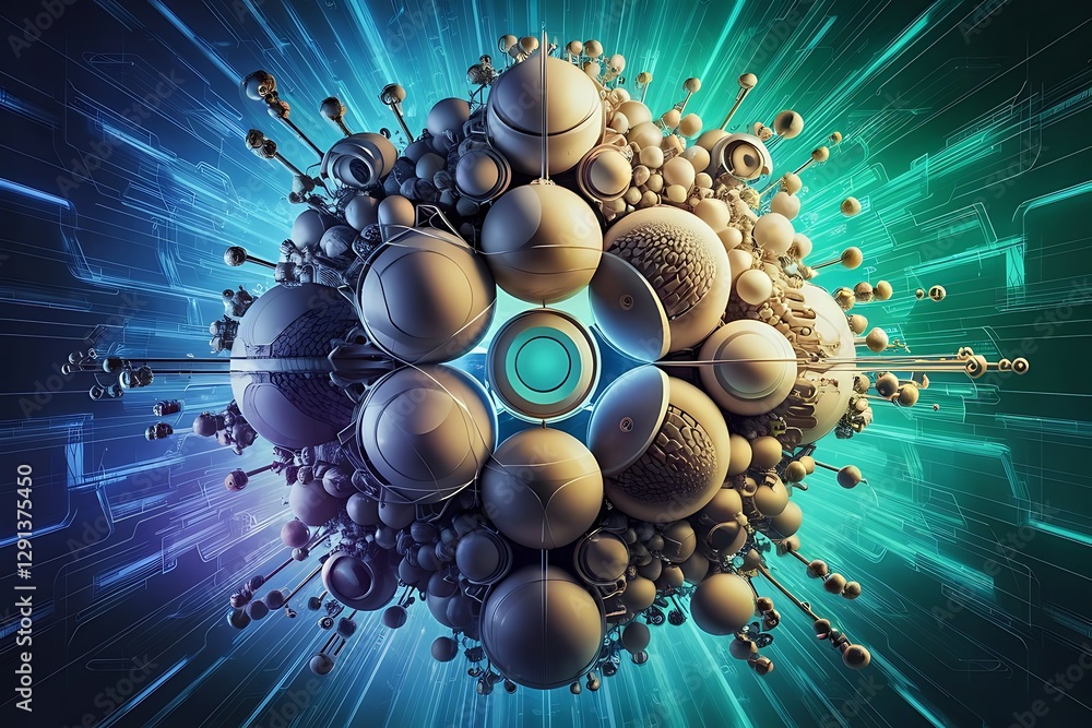 Aufkleber geometric round shapes and circles abstract background wallpaper for concept of ai technology blockc