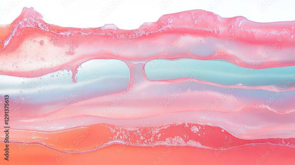 Poster abstract layered acrylic texture with translucent waves for modern design