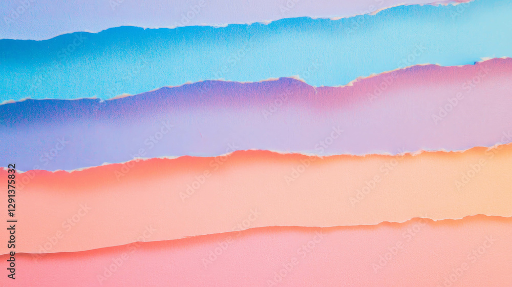 Poster colorful layered paper texture with torn edges for creative design background