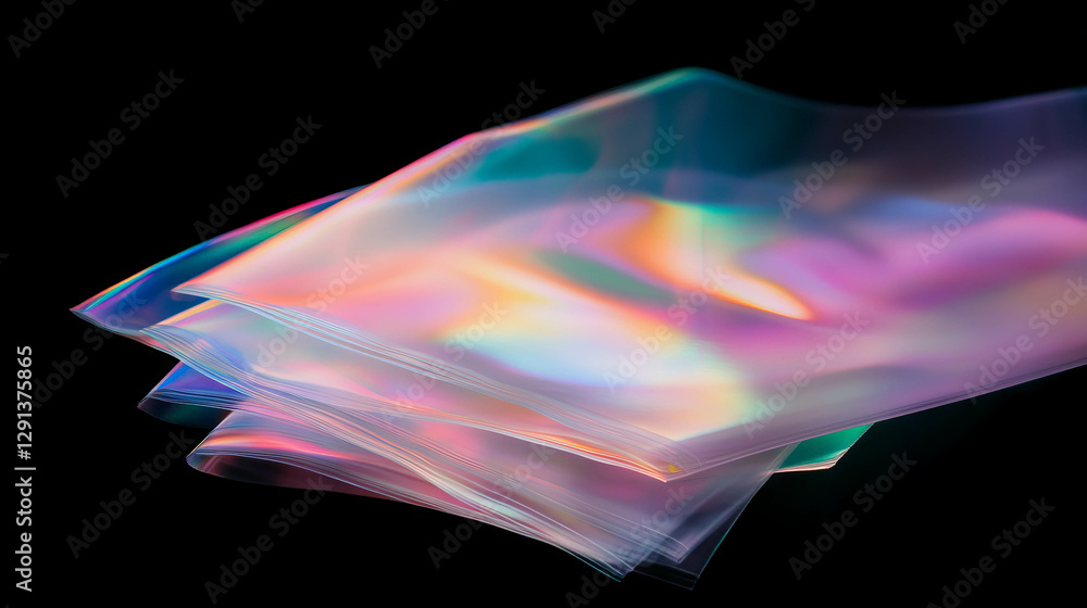 Poster colorful abstract background of layered transparent plastic sheets for modern design