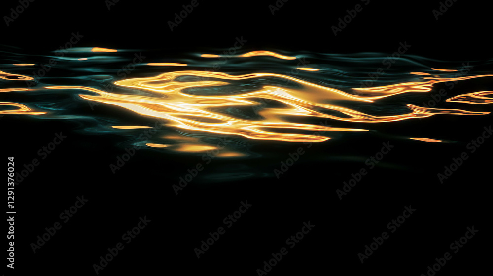 Poster abstract gold light reflection on water surface for elegant background design