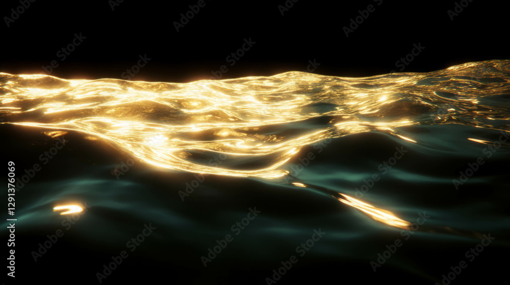 Poster elegant golden light waves on abstract background for artistic design