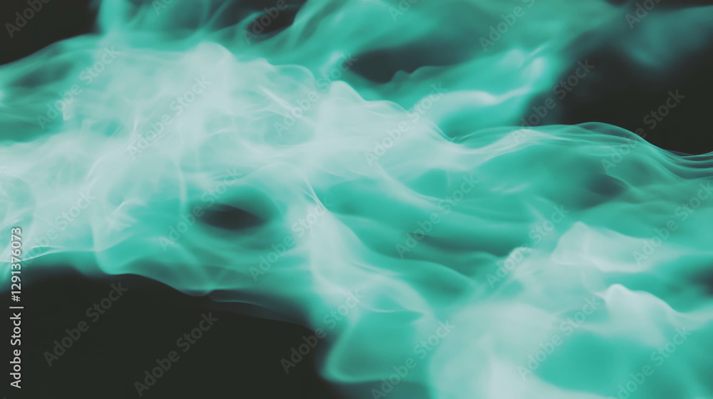 Poster Ethereal green mist flowing in abstract motion for creative design use