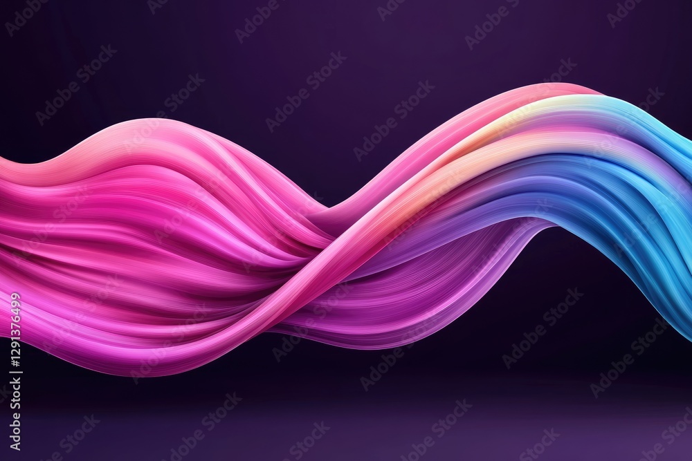 Poster colorful abstract wave flowing on dark background