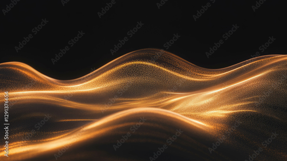 Poster elegant wave forms of liquid gold light in a smooth abstract background