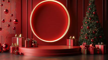 Christmas themed e-commerce product exhibition booth