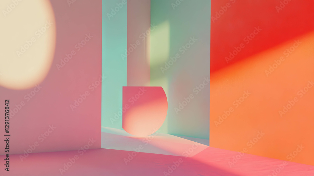 Poster abstract geometric background with vibrant colors and minimalist design