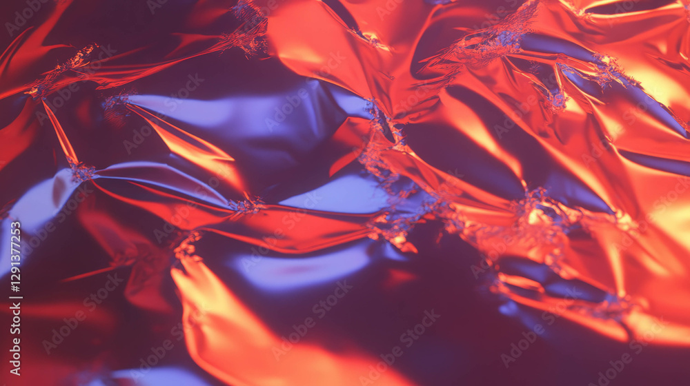 Poster Vibrant metallic foil texture with crumpled pattern for design