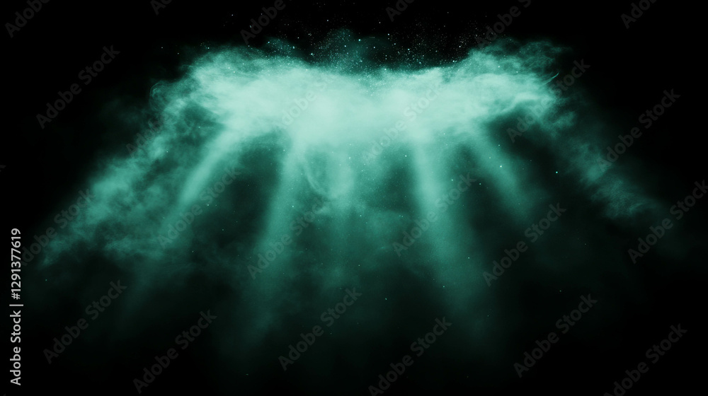 Poster abstract mint light background with ethereal dust particles for creative design
