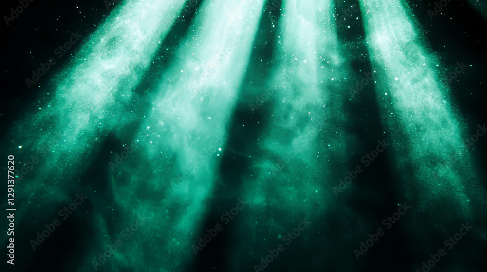Aufkleber ethereal mint light rays with floating dust particles for atmospheric design