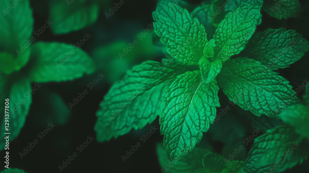 Poster calming mint leaf background for design and relaxation themes