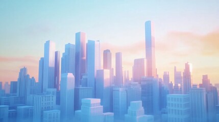 Fototapeta premium Urban Skyline at Sunset Glow