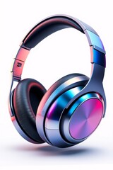 Colorful iridescent modern headphones with sleek design perfect for music lovers and gamers