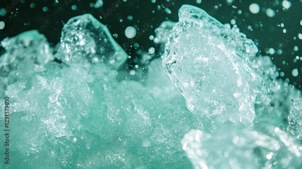 Poster mint light refracting through ice for cool background designs