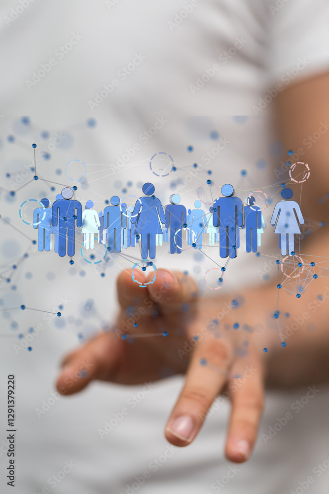 Aufkleber Global network. Blockchain. 3D illustration. Neural networks and artificial intelligence. Abstract  3d