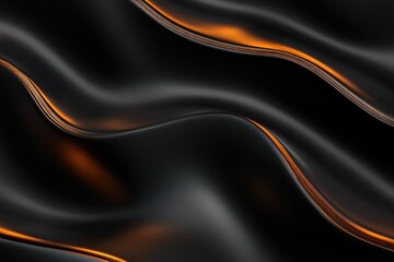Fototapeta premium Soft black fabric flows gracefully, highlighted by subtle orange