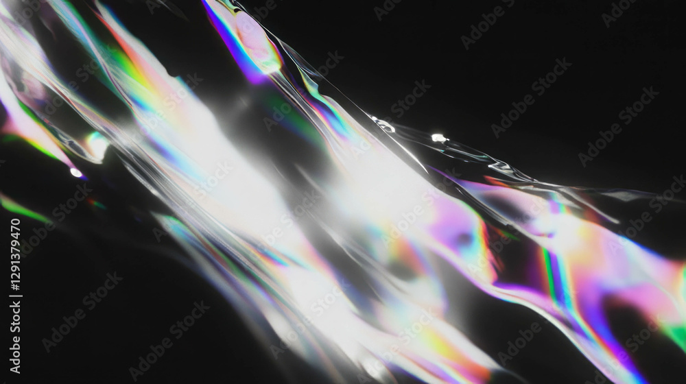 Poster abstract monochrome light refraction with iridescent waves for creative design