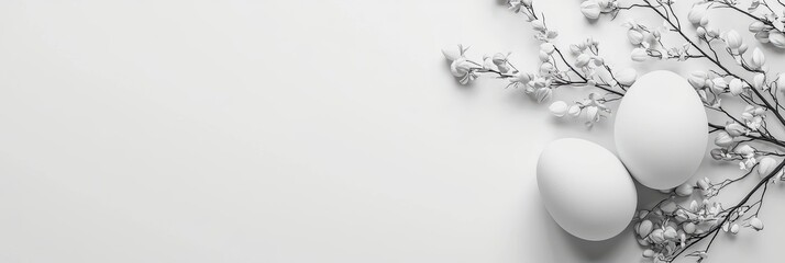 Easter White 3d background minimalistic mockup with space for text