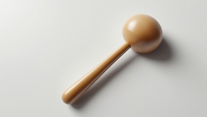 Wooden Toy Drumstick with Smooth Finish on White Seamless Backdrop Detailed Musical Instrument Percussion Tool Close Up Minimalist Design