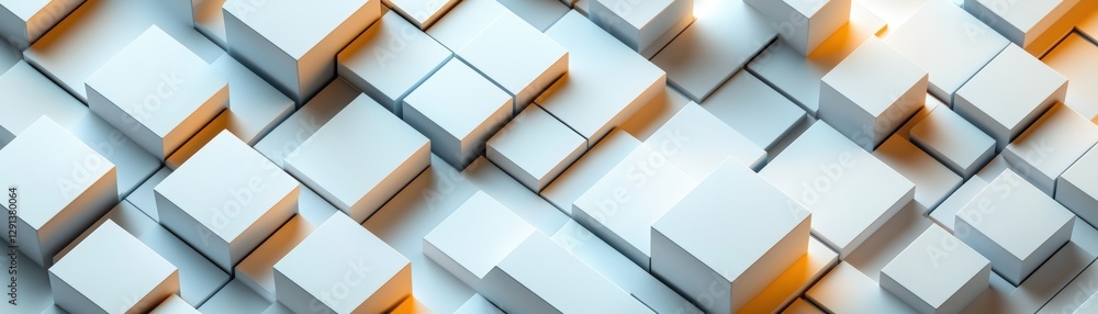 Poster abstract 3d cubes background with various colors and lighting effects in a digital environment