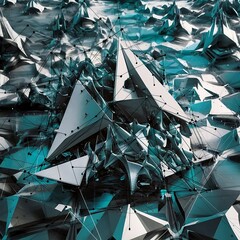 Matrix of countless blocks abstract polygonal space triangles with connecting dots and lines innovation concept for your design