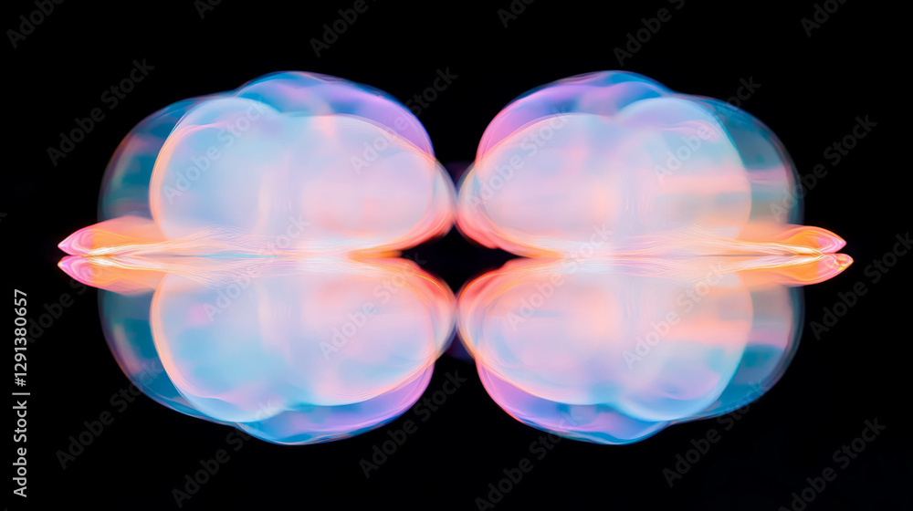Poster neon bubble reflection on mirror creating vibrant abstract background for creative designs