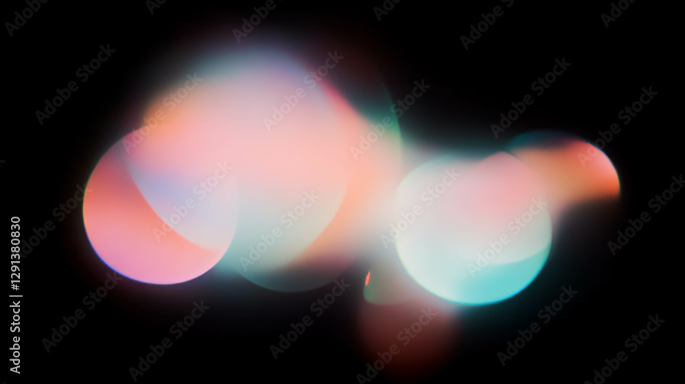 Poster neon iridescent bubbles on dark abstract background for modern design