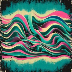 Abstract wave color retro grunge background