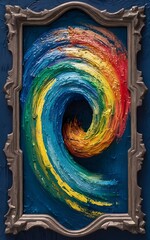 Abstract spectrum brush strokes textured art frame background