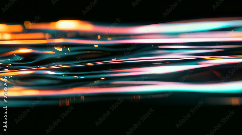 Aufkleber neon light reflection on metallic surface - abstract background design