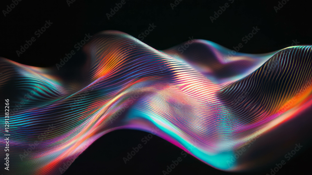 Aufkleber Vibrant neon light waves creating a textured abstract background for artistic design