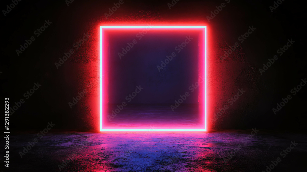 Poster Neon light frame with textured background for modern design concepts