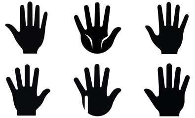 Silhouette Hand Icons Vector | Black Hand Symbol 