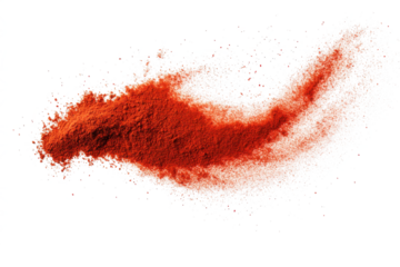 Red paprika powder splash isolated on transparent or white background PNG