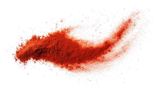 Red paprika powder splash isolated on transparent or white background PNG