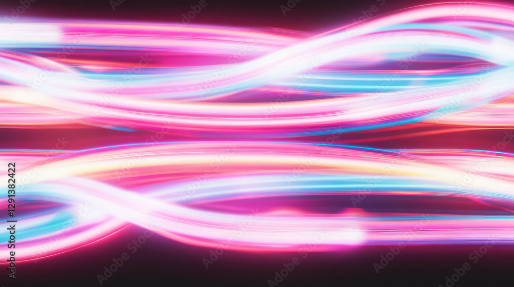 Poster abstract neon light tubes on enhanced background for modern design projects