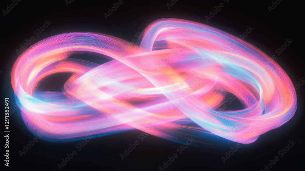 Poster Vibrant neon light tubes creating dynamic abstract shapes for modern design