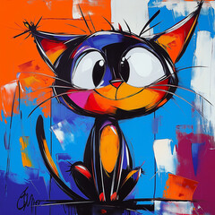 Abstract Colorful Cat