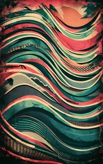Abstract wave color retro grunge background