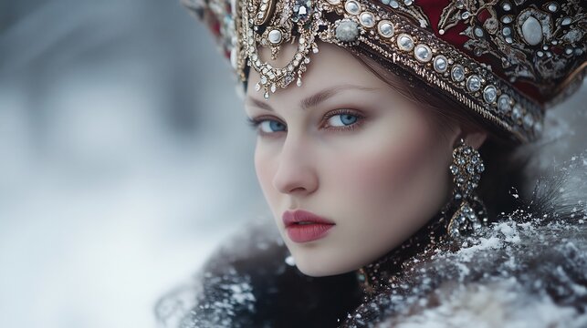 Winter Queen: A Portrait of Elegance in Frozen Majesty