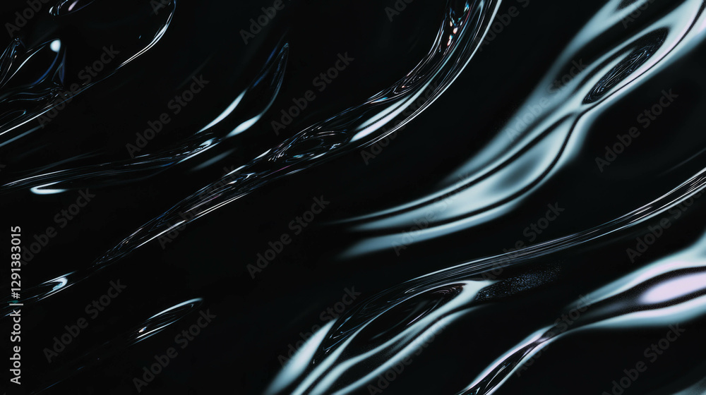 Poster abstract liquid patterns on metallic surface with oil drops texture