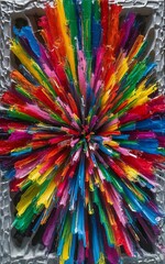 Abstract spectrum brush strokes textured art frame background