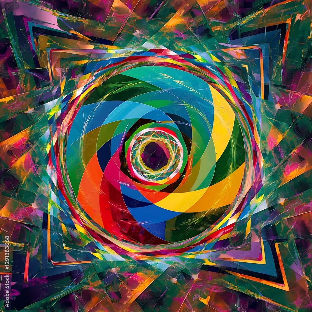 Poster abstract colorful geometric composition multicolored circle background