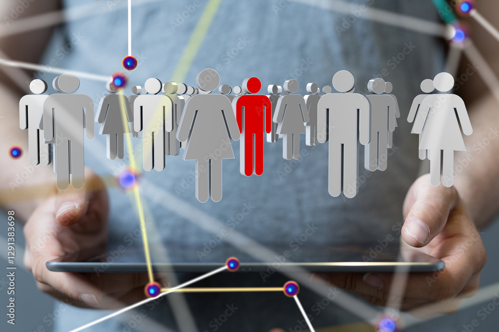 Aufkleber Global network. Blockchain. 3D illustration. Neural networks and artificial intelligence. Abstract
