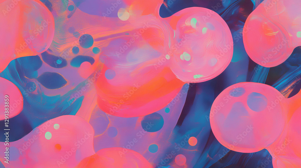Aufkleber Vibrant abstract background with overlapping forms and polka dots for modern design