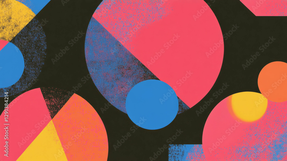 Poster Vibrant geometric background with overlapping circles and triangles for modern design