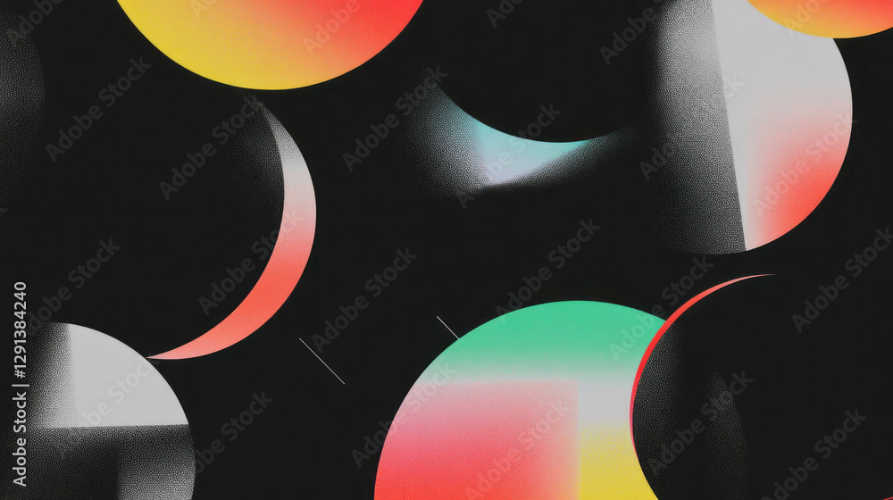 Poster Abstract geometric background with overlapping circles and triangles
