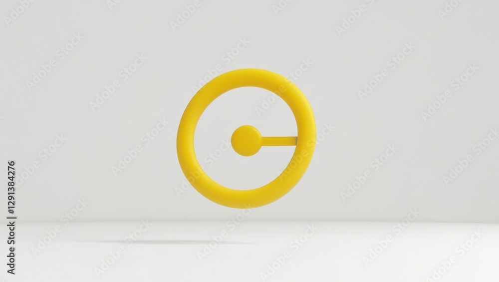 Poster minimalist yellow orbit path with smooth rounded shape on white background