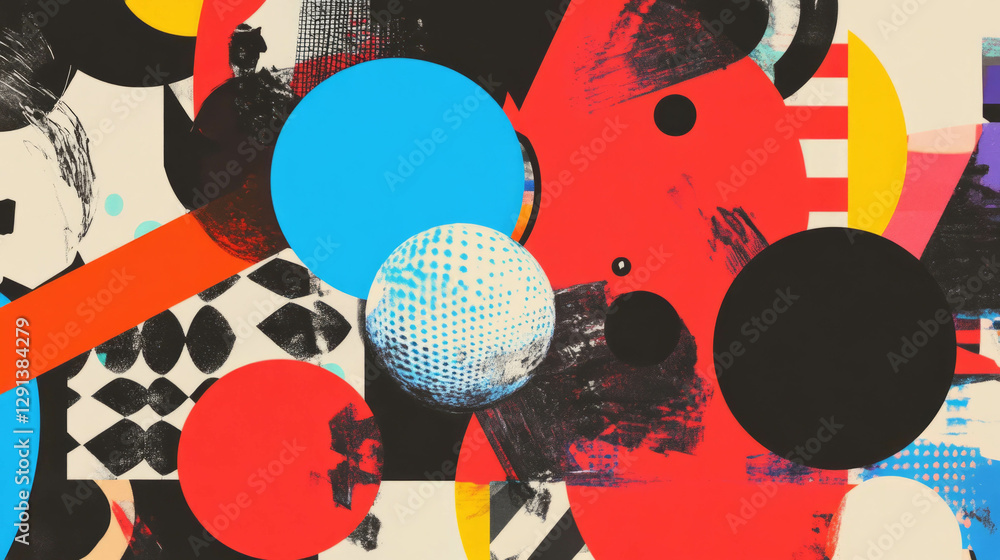 Poster Abstract geometric background with overlapping circles and triangles in vibrant colors